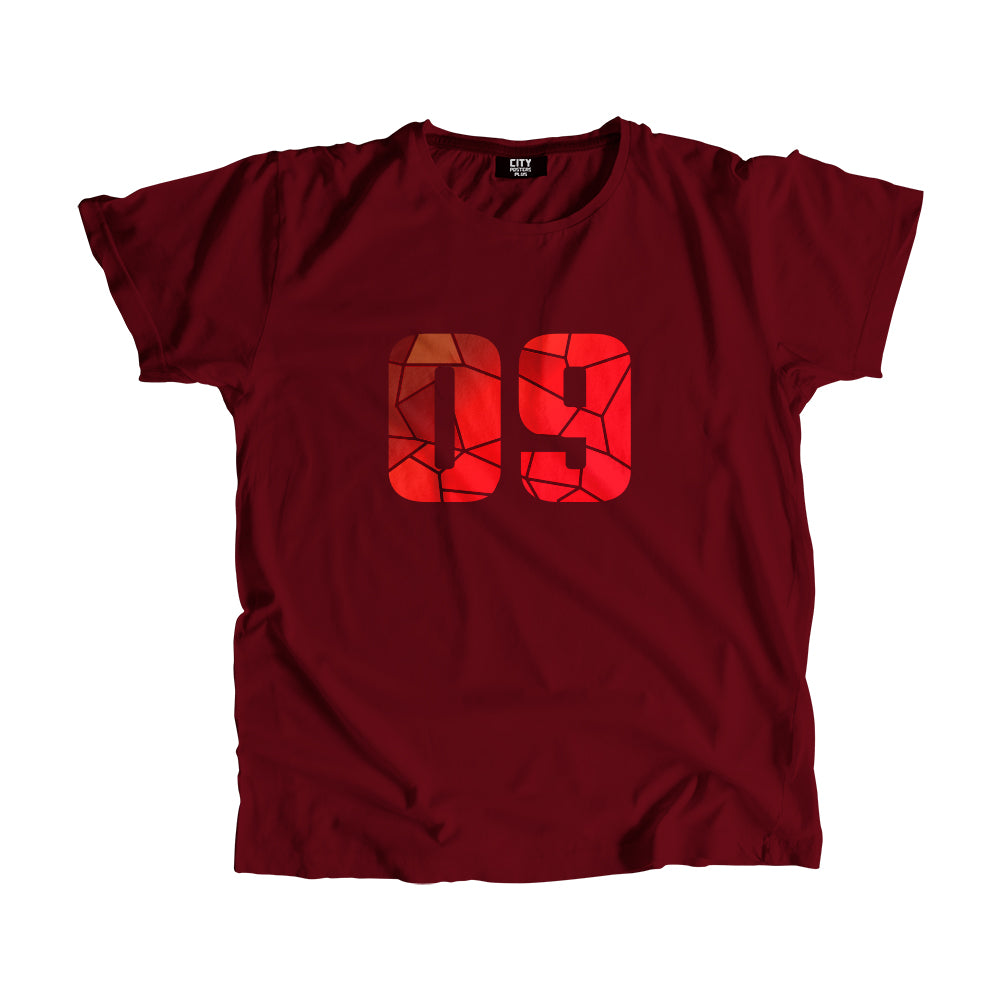 09 Number Men Unisex T-Shirt (Maroon)