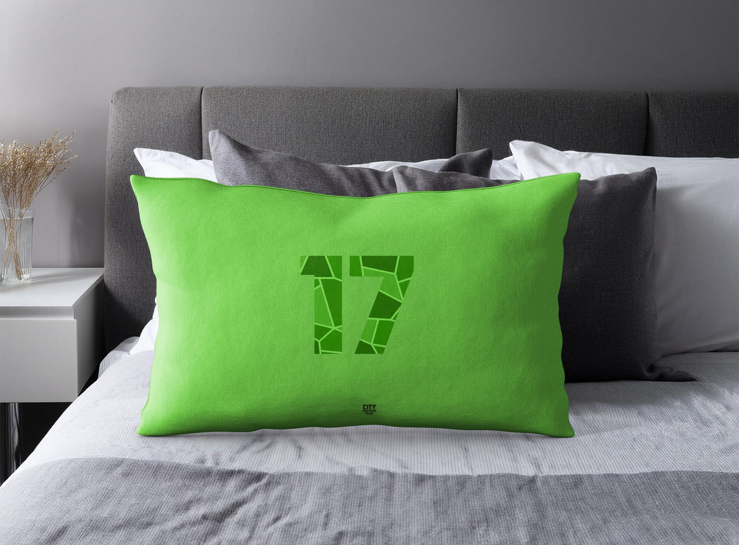 Print Deliver Plus 17 Number Pillow Case and Pillow Throw (Liril Green)