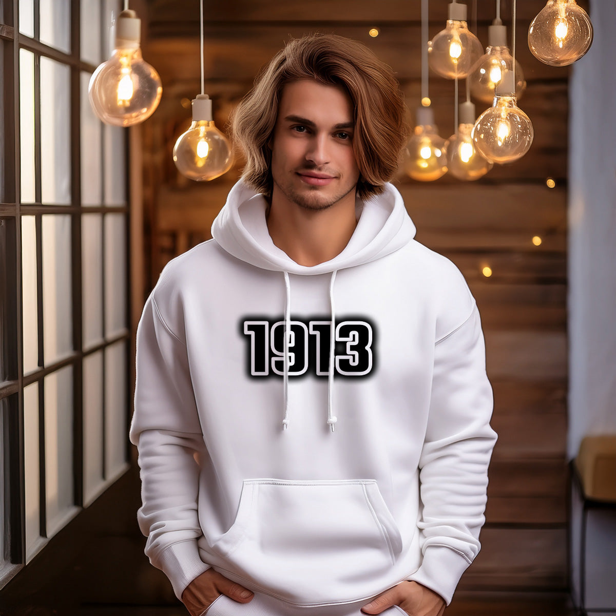 1913 Year Men Unisex Hoodie (White)