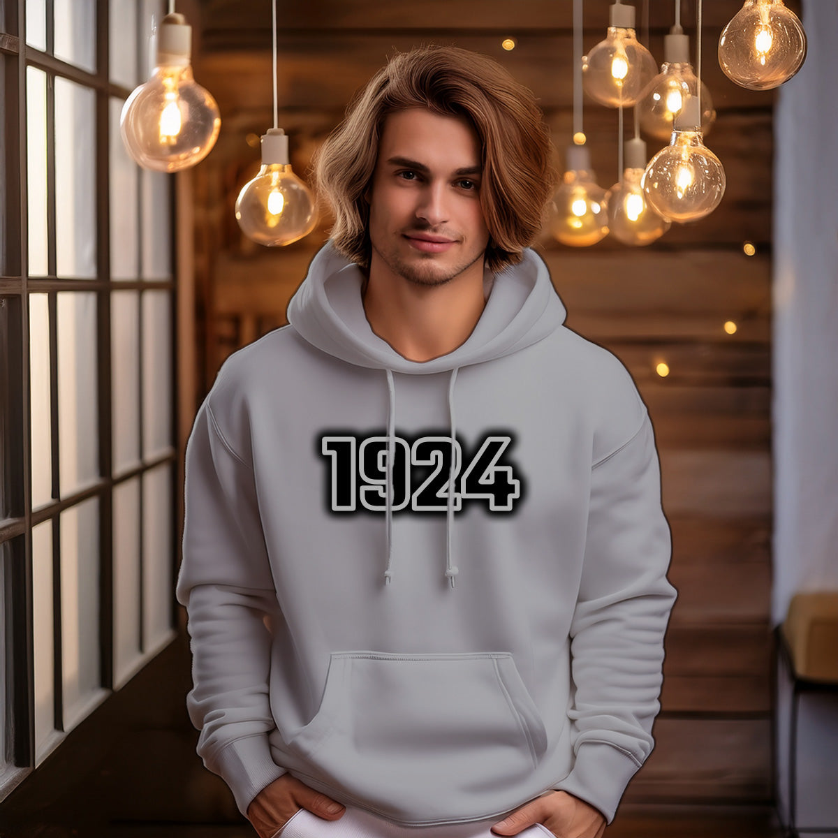1924 Year Men Unisex Hoodie (Melange Grey)