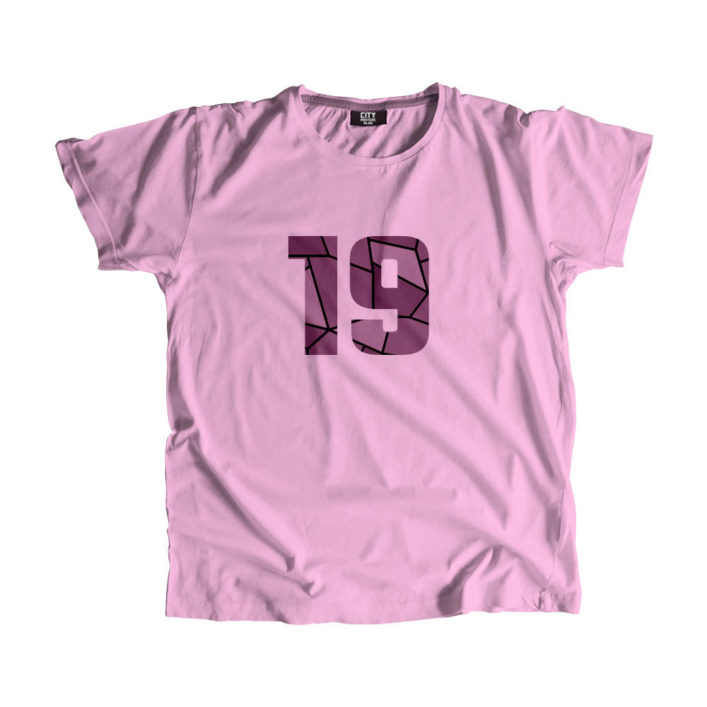 19 Number Men Unisex T-Shirt (Light Pink)