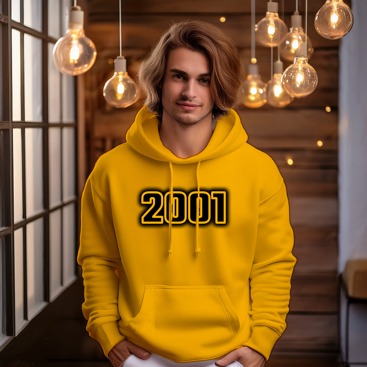 2001 Year Men Unisex Hoodie (Golden Yellow)