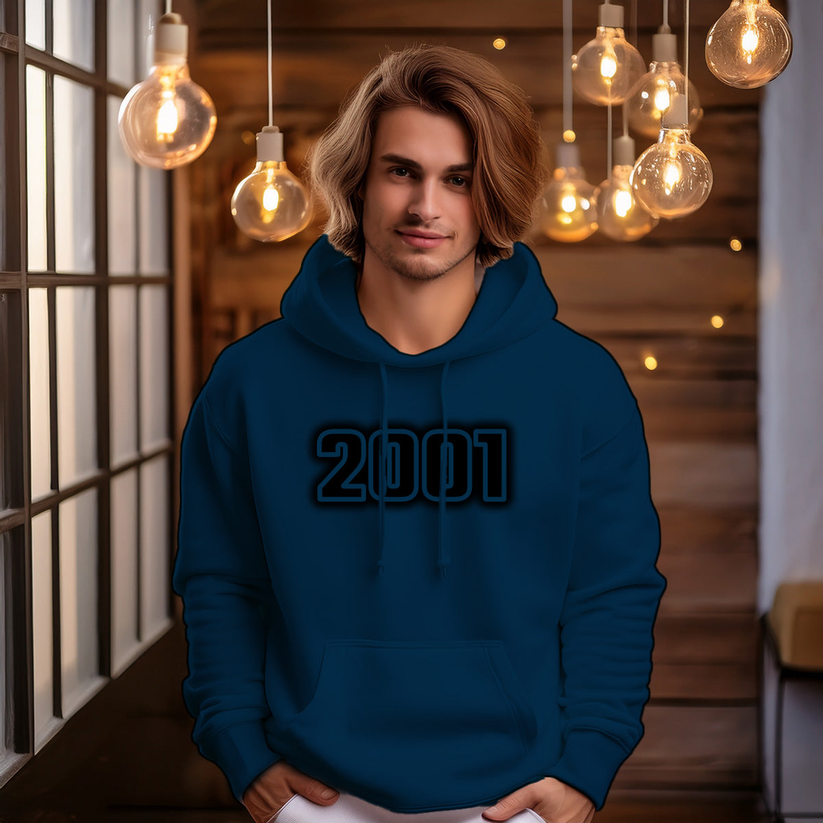 2001 Year Men Unisex Hoodie (Navy Blue)