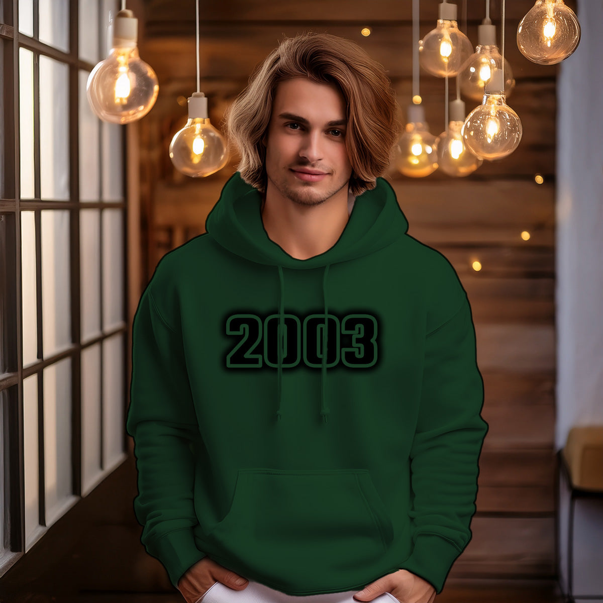 2003 Year Men Unisex Hoodie (Olive Green)