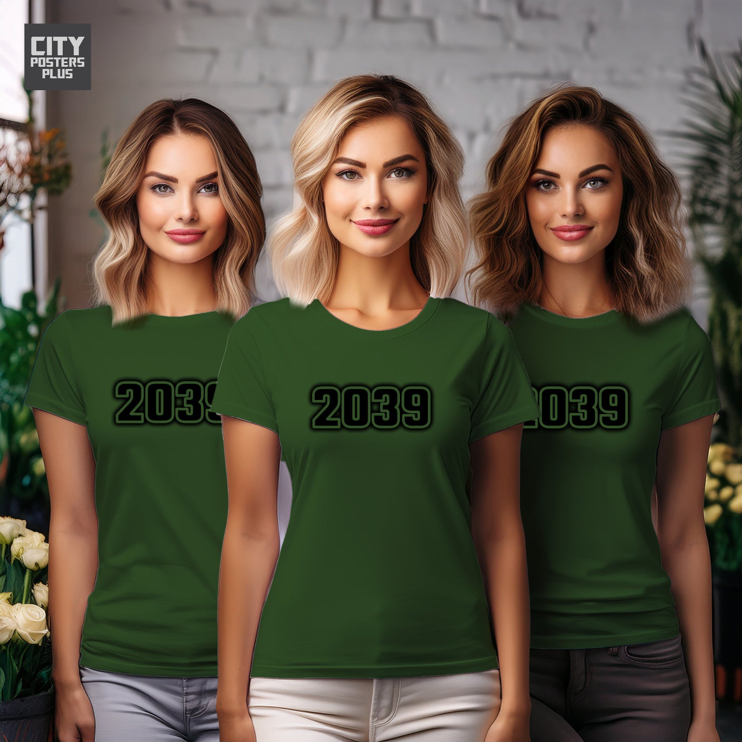 2039 Year Women T-Shirt (Olive Green)