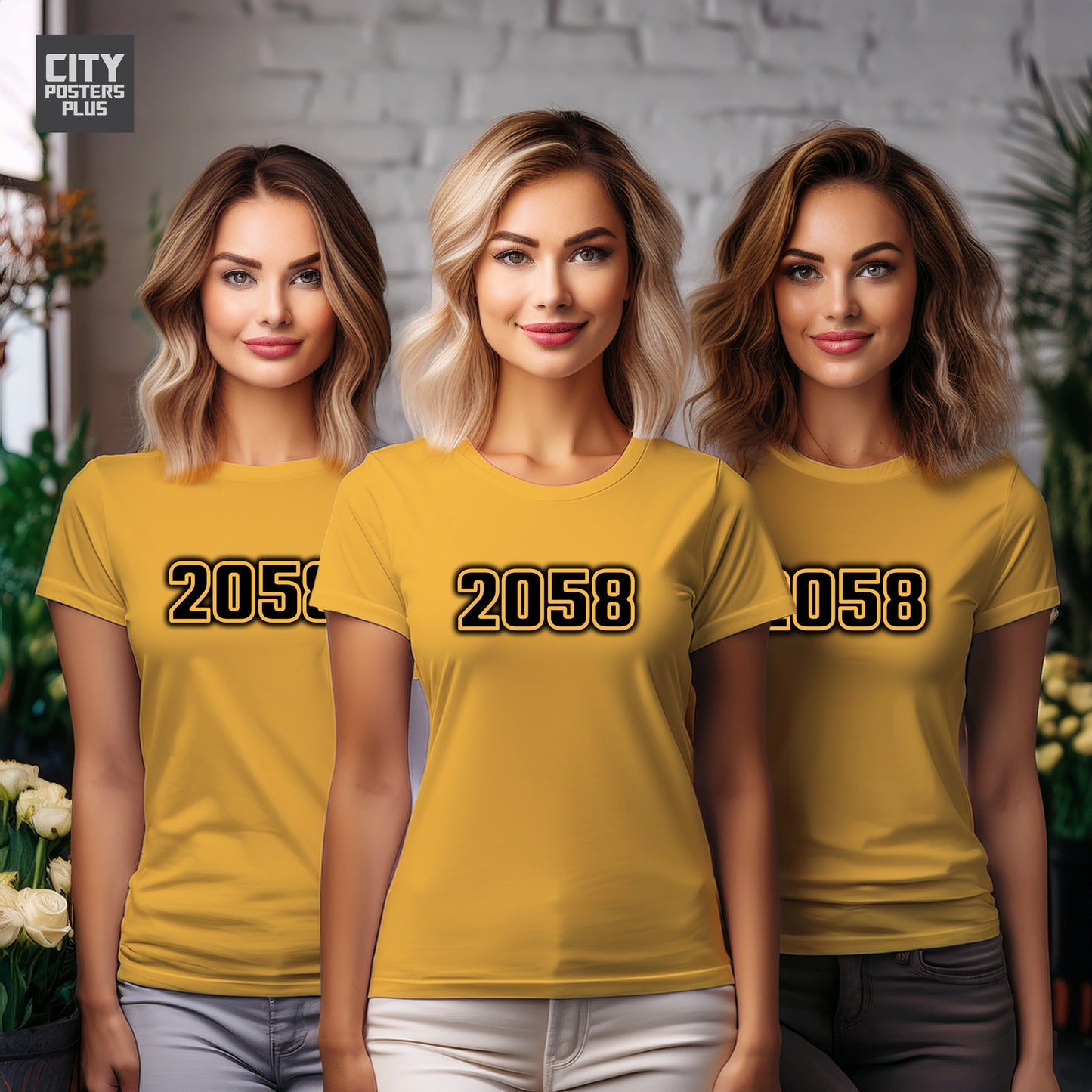2058 Year Women T-Shirt (Golden Yellow)