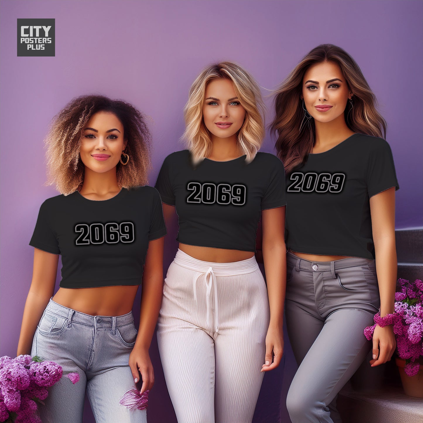 2069 Year Women Crop Top (Black)