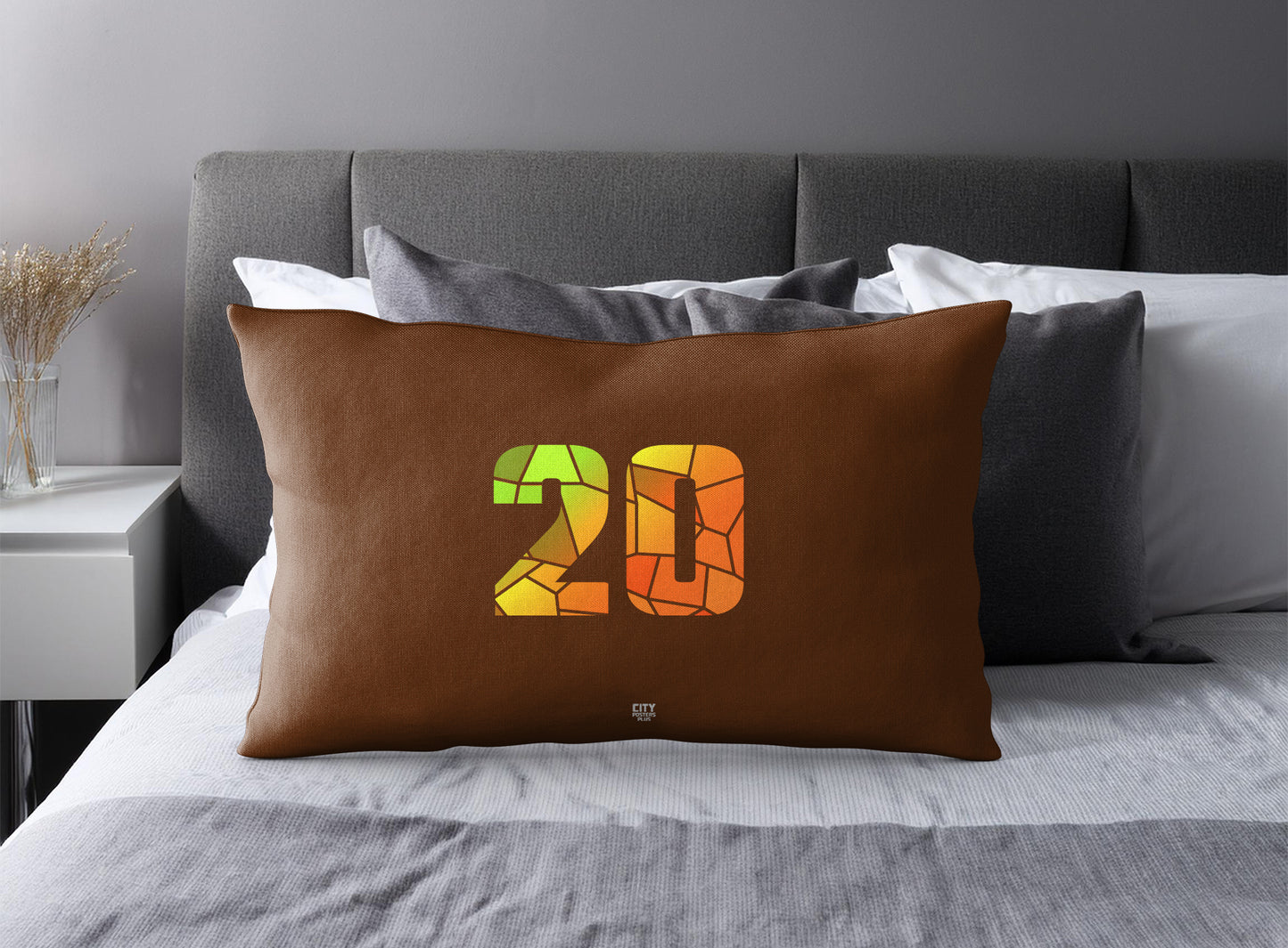 Print Deliver Plus 20 Number Pillow Case and Pillow Throw (Brown)