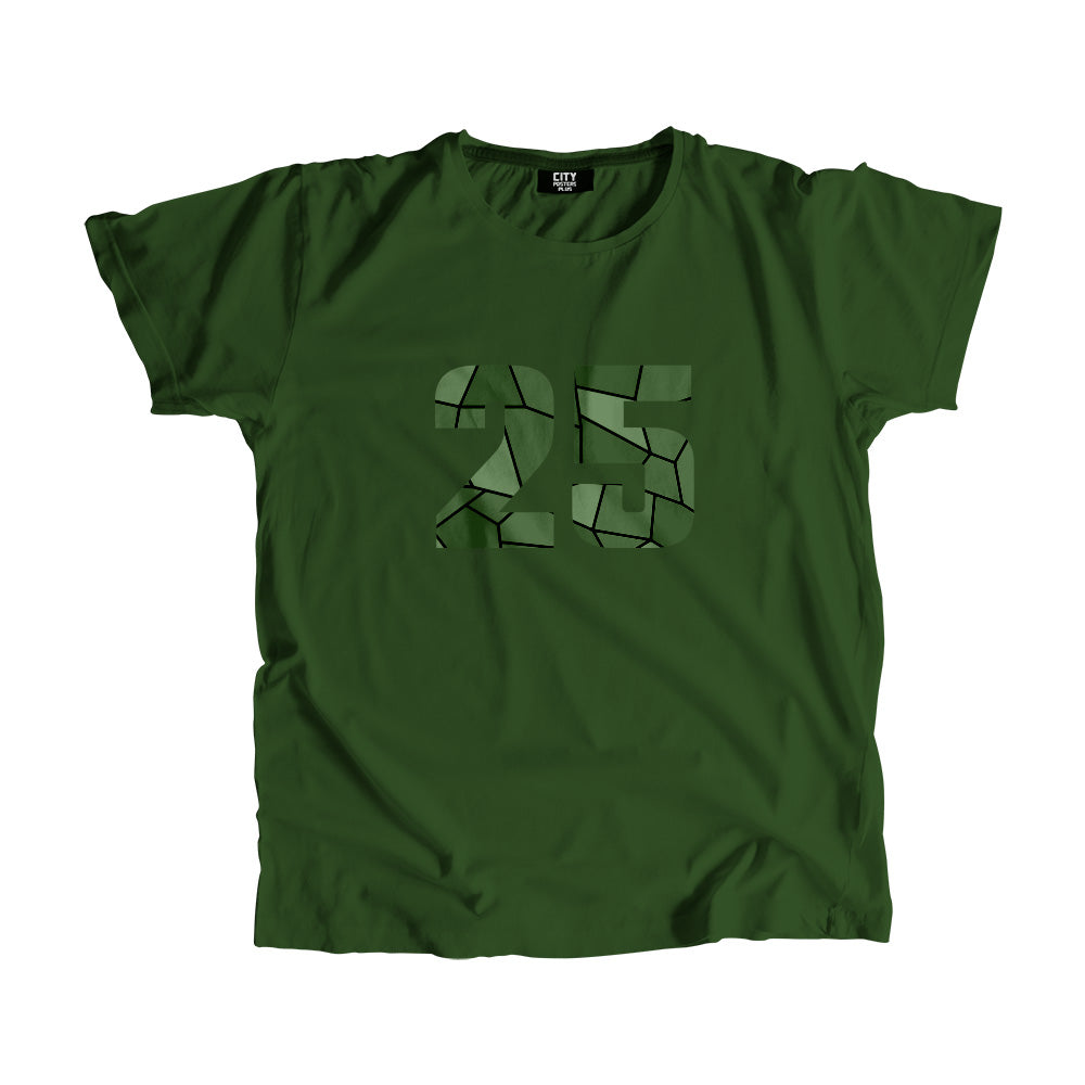 25 Number Men Unisex T-Shirt (Olive Green)