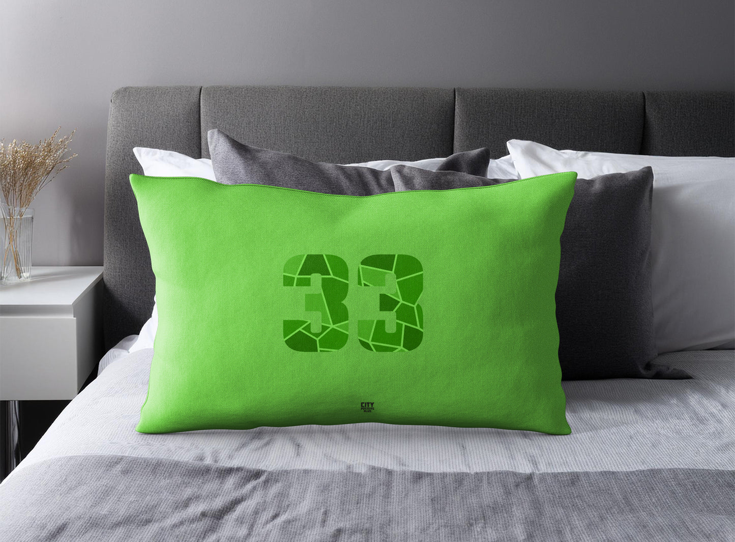 Print Deliver Plus 33 Number Pillow Case and Pillow Throw (Liril Green)