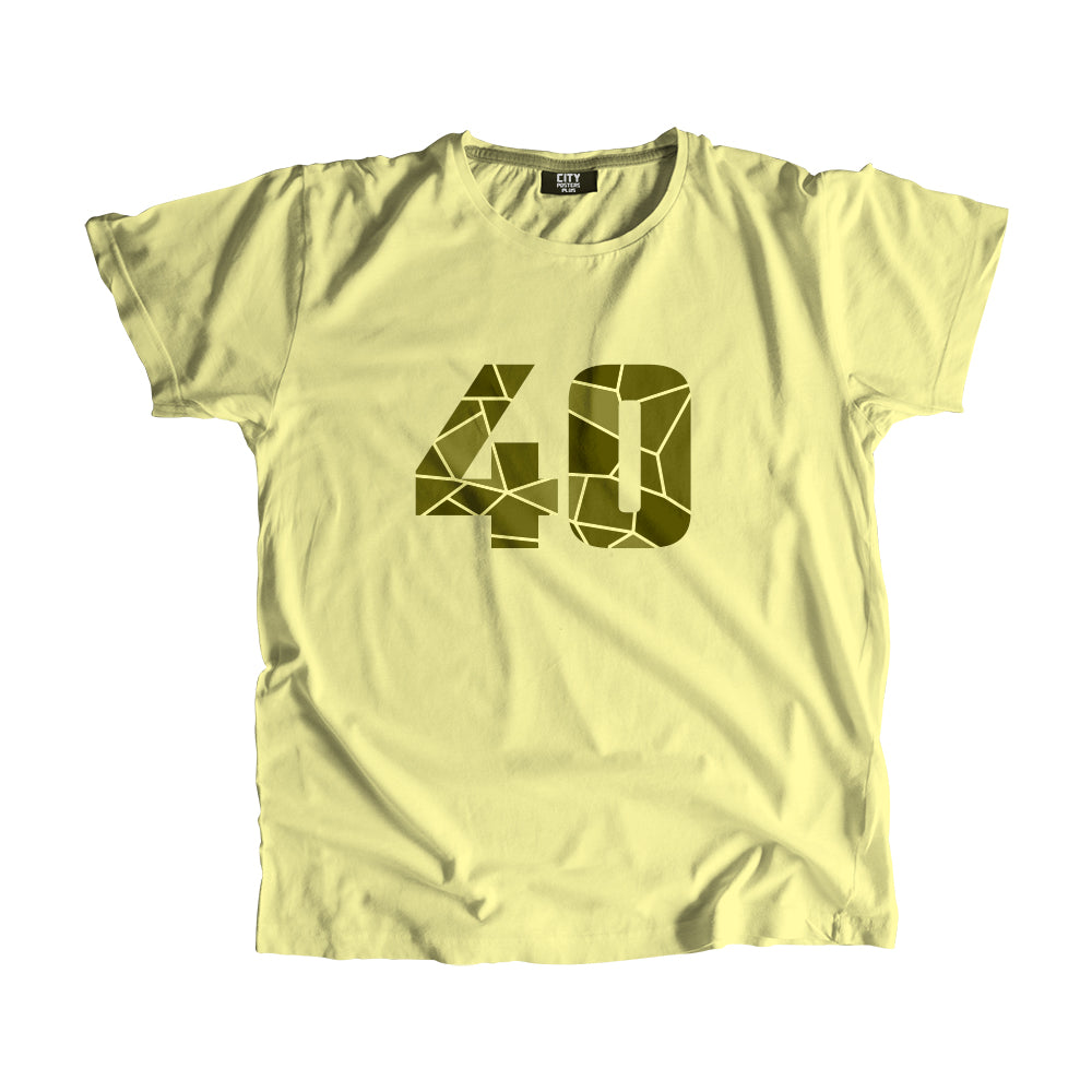 40 Number Men Unisex T-Shirt (Butter Yellow)