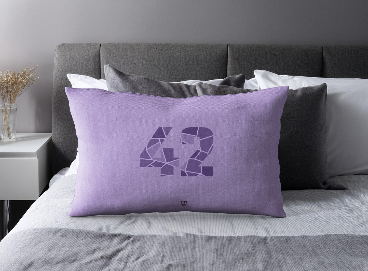 Print Deliver Plus 42 Number Pillow Case and Pillow Throw (Iris Lavender)