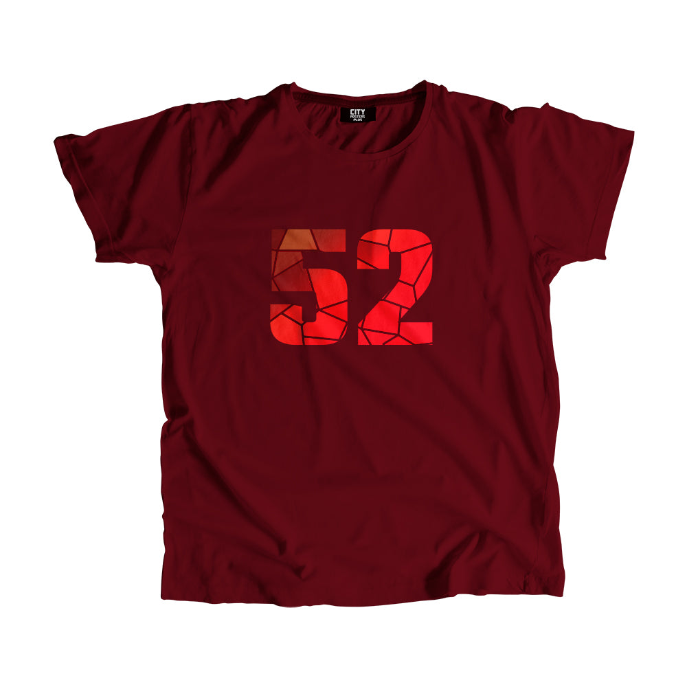 52 Number Men Unisex T-Shirt (Maroon)
