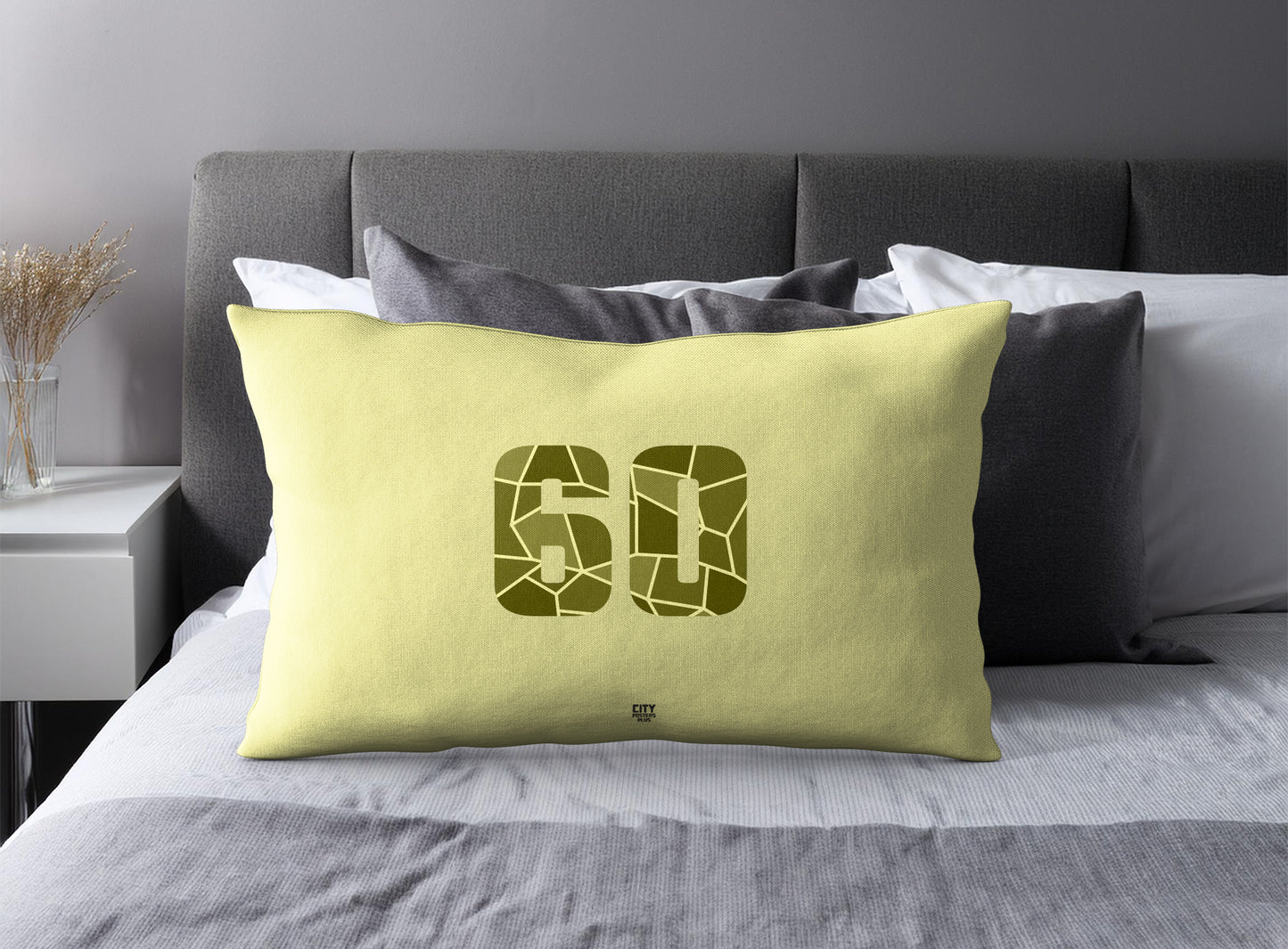 Print Deliver Plus 60 Number Pillow Case and Pillow Throw (Butter Yellow)
