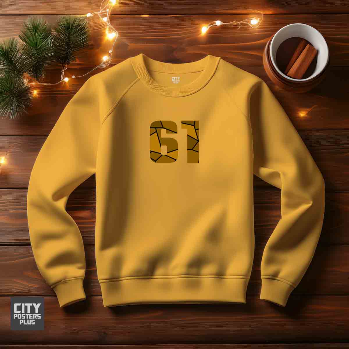 61 Number Unisex Sweatshirt (Golden Yellow)