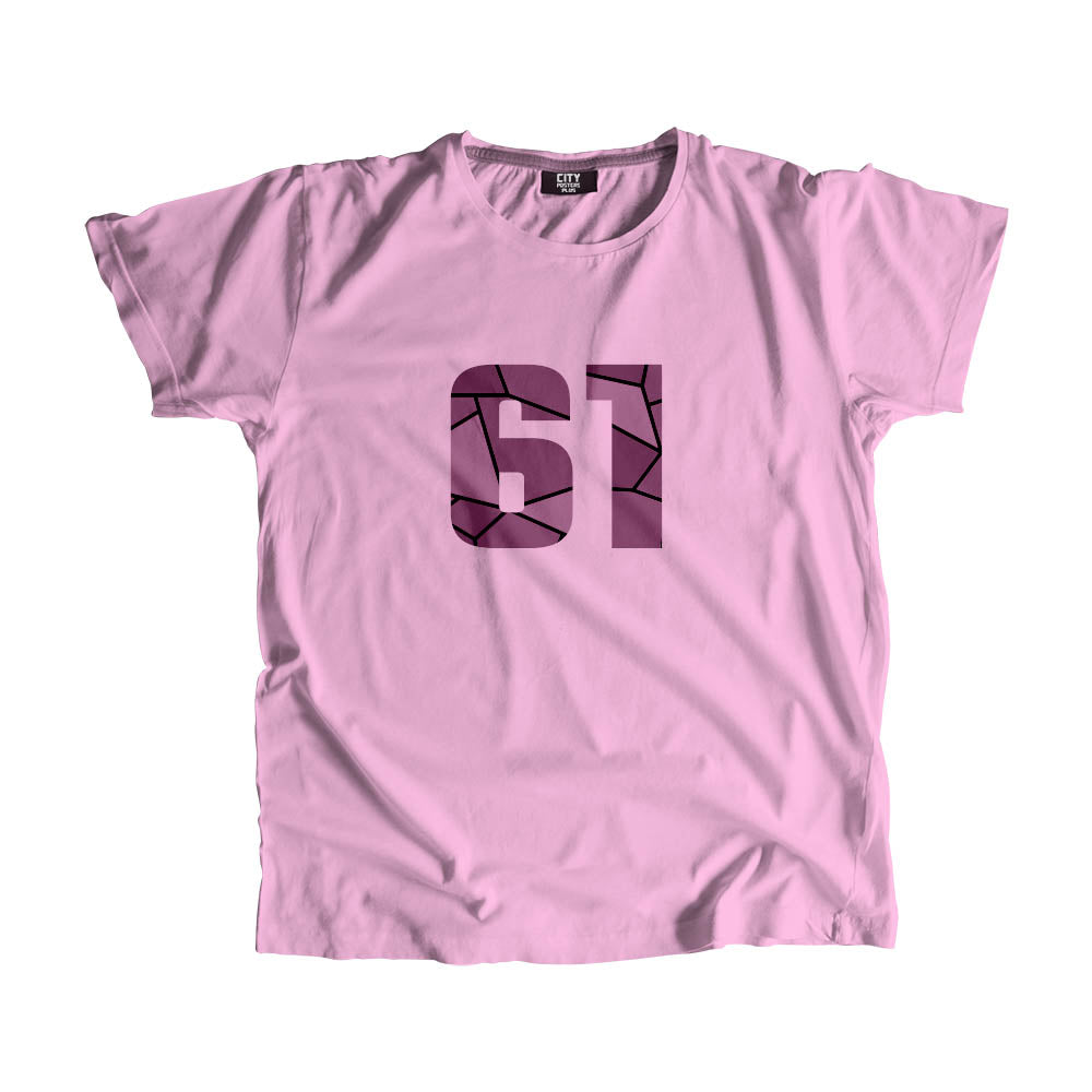 61 Number Men Unisex T-Shirt (Light Pink)