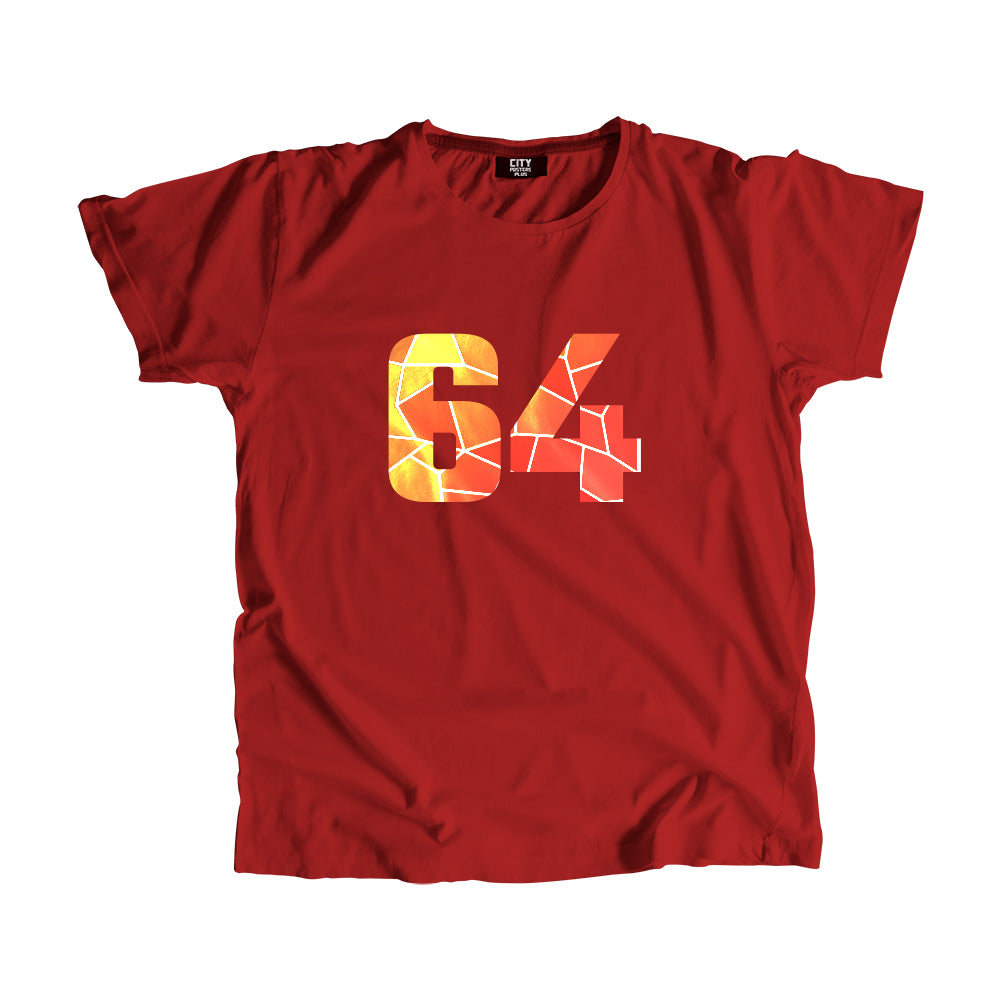 64 Number Men Unisex T-Shirt (Red)
