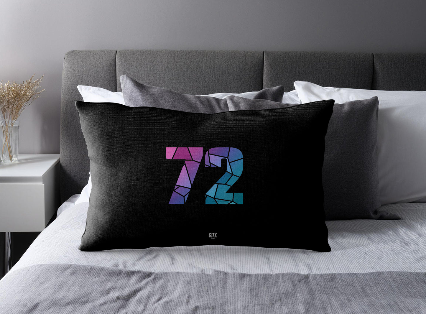 Print Deliver Plus 72 Number Pillow Case and Pillow Throw (Black)