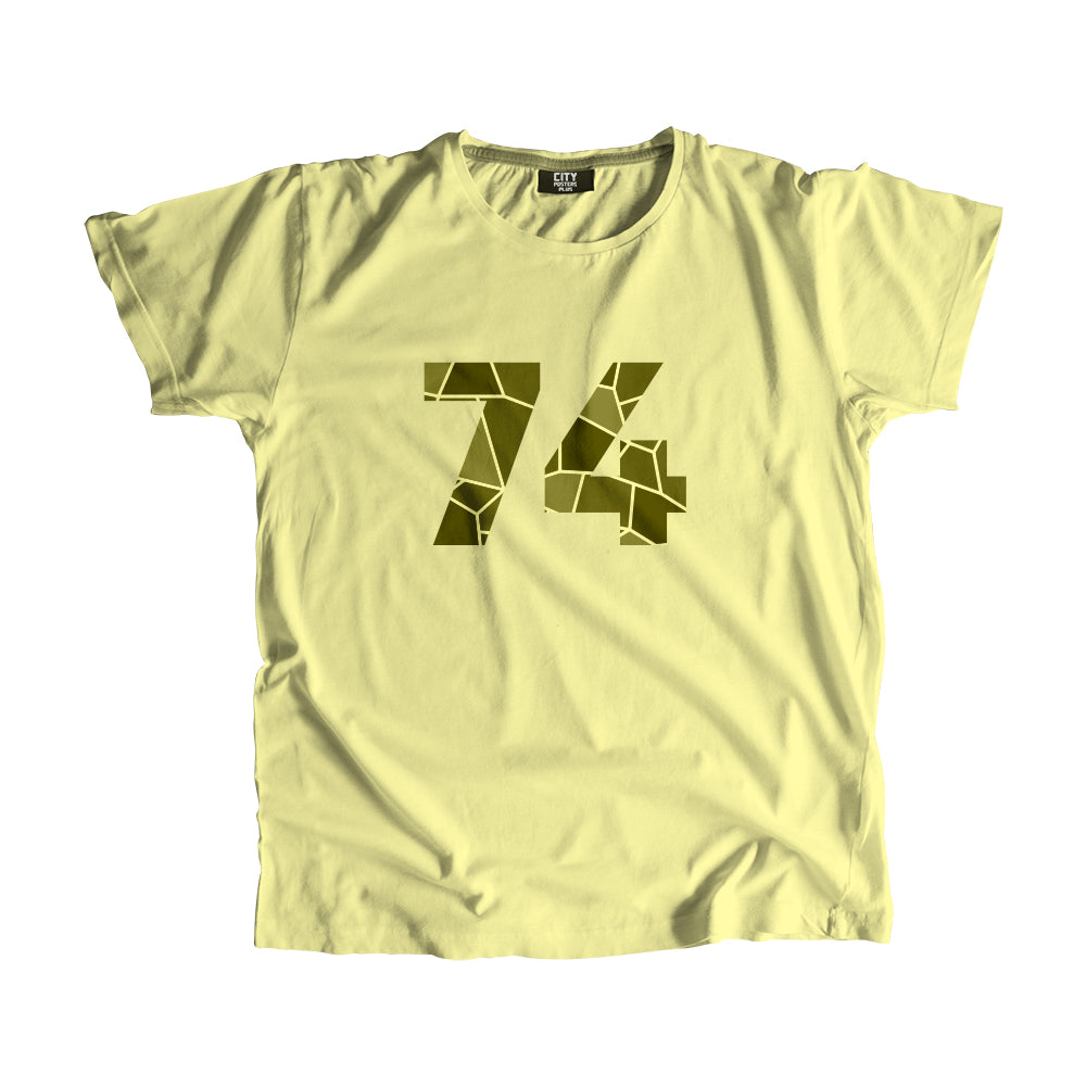 74 Number Men Unisex T-Shirt (Butter Yellow)