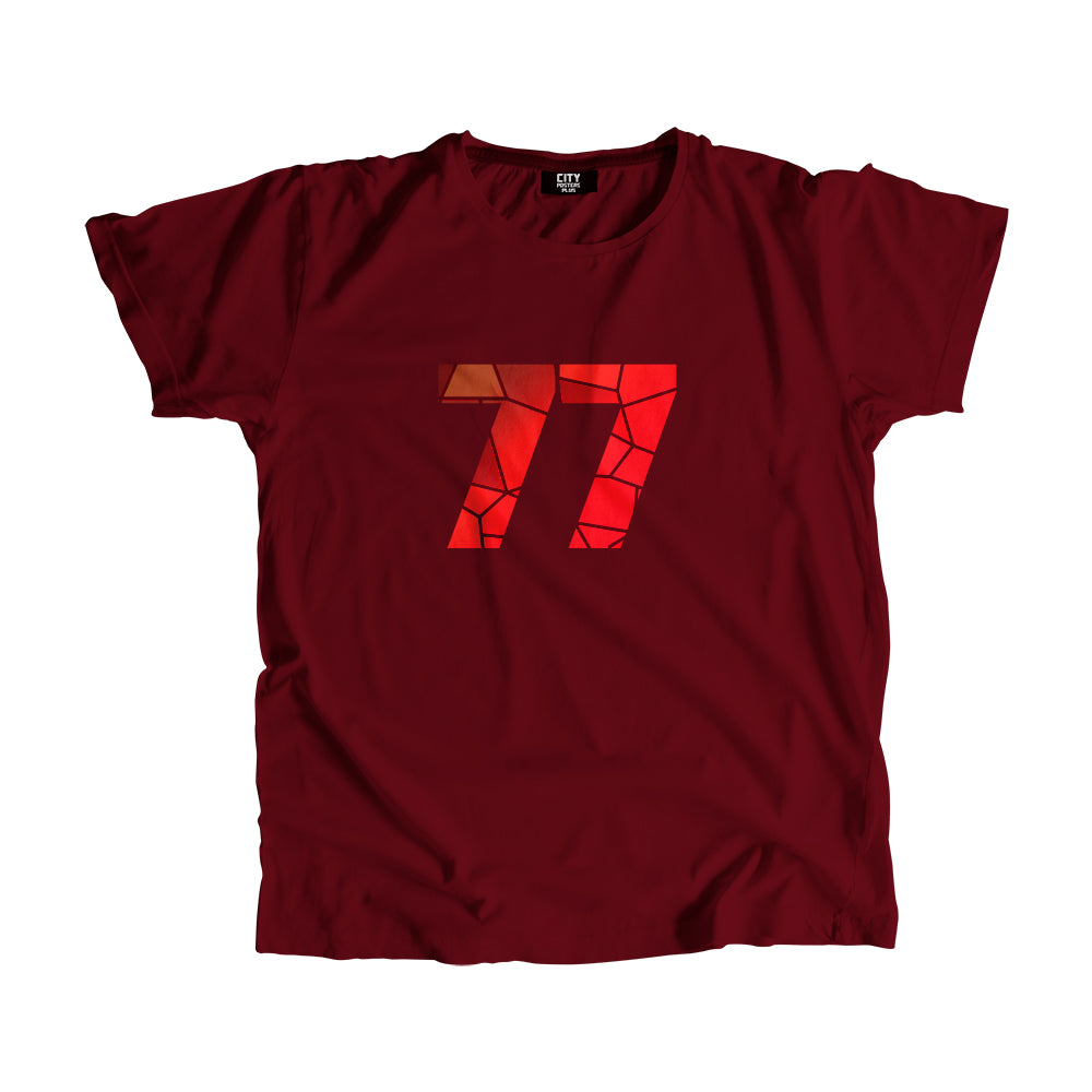 77 Number Men Unisex T-Shirt (Maroon)