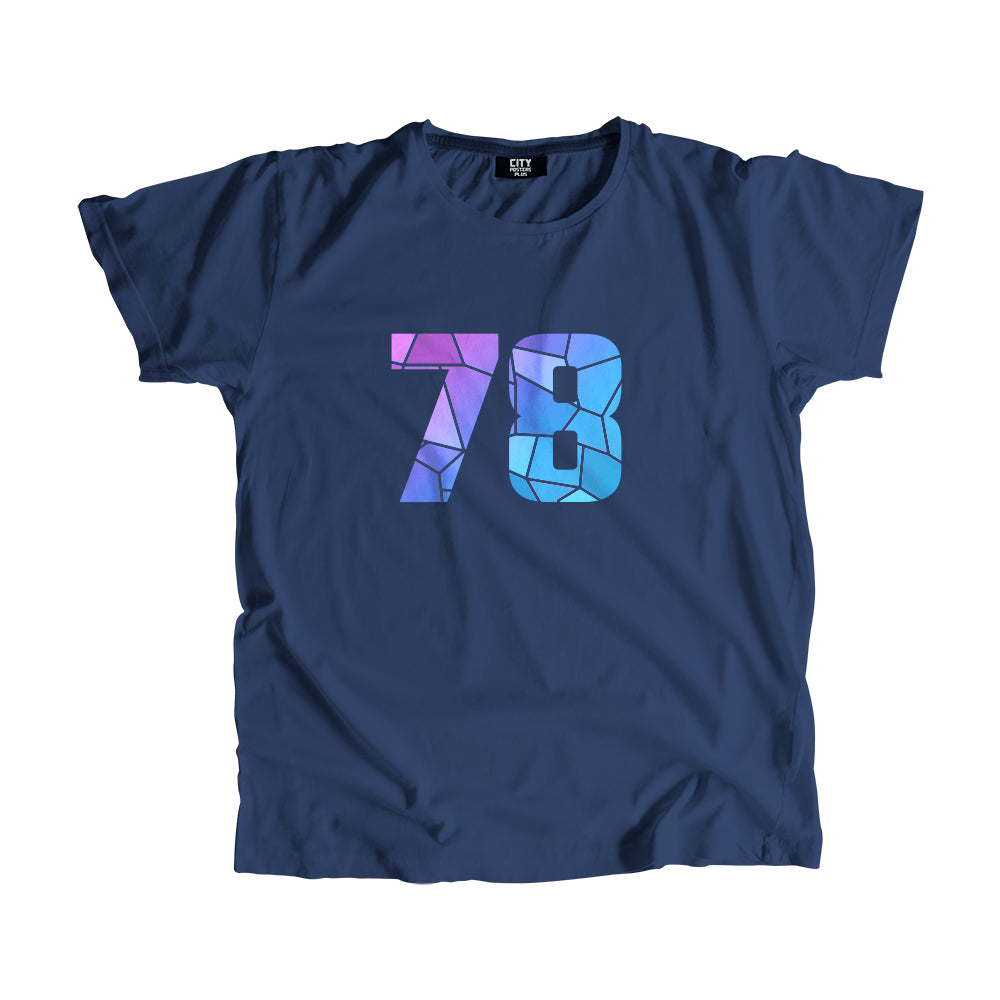 78 Number Men Unisex T-Shirt (Navy Blue)