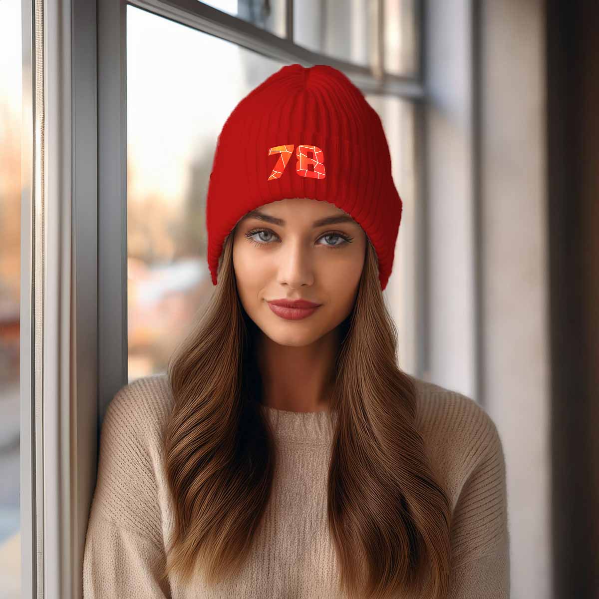 Beanies Plus 78 Number Cuffed Beanie (Red)