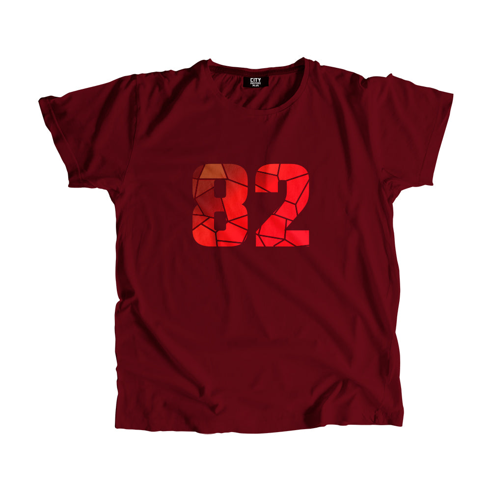 82 Number Men Unisex T-Shirt (Maroon)