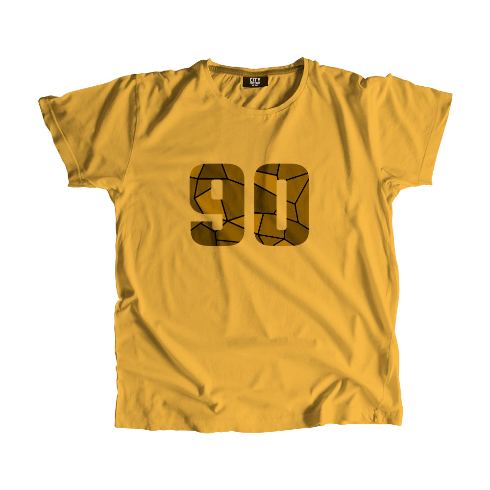 90 Number Men Unisex T-Shirt (Golden Yellow)