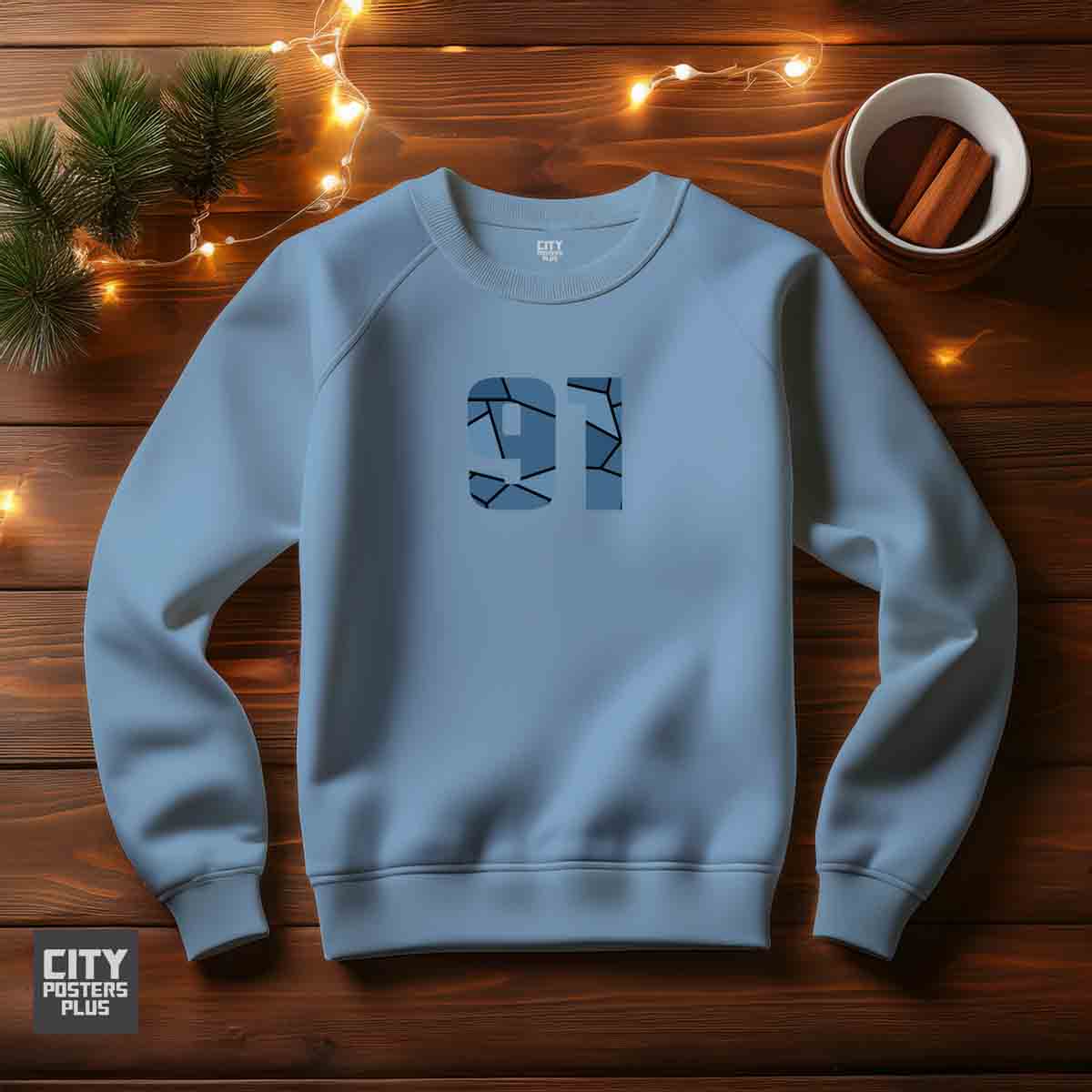 91 Number Unisex Sweatshirt (Baby Blue)