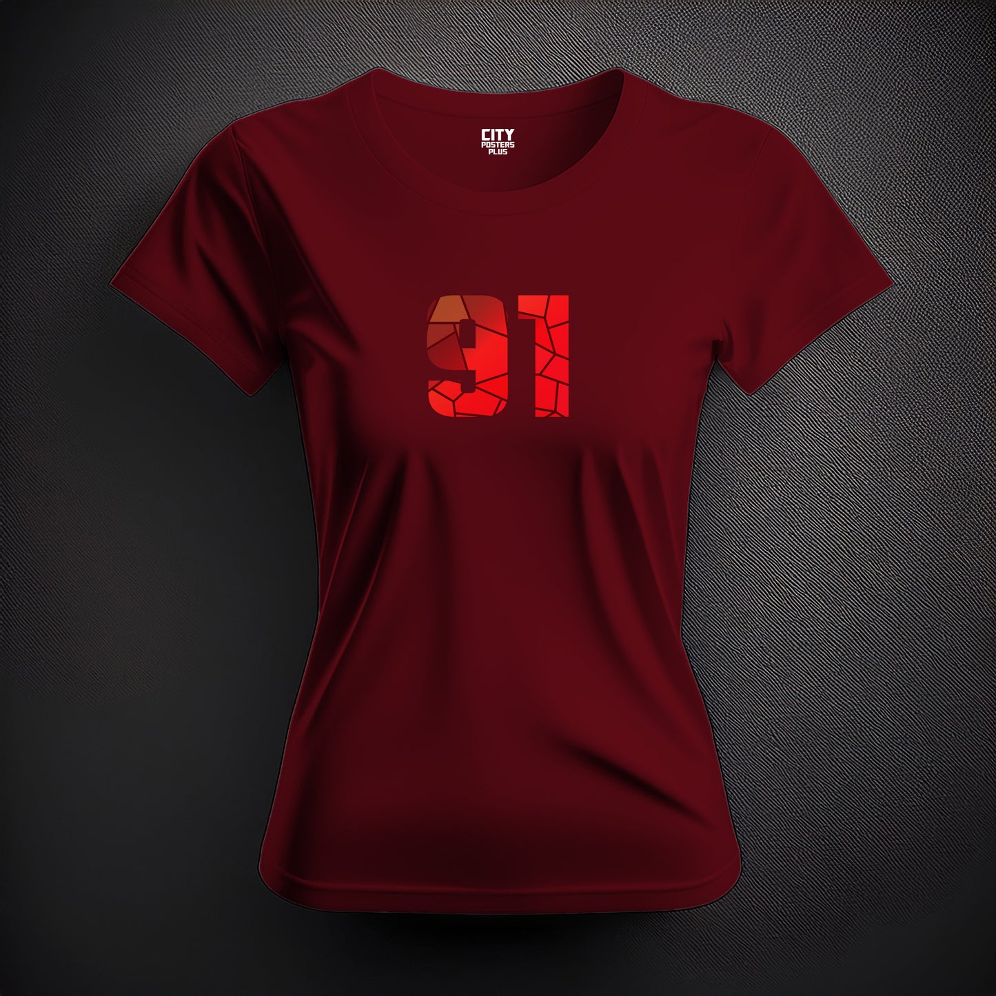 91 Number Women T-Shirt (Maroon)