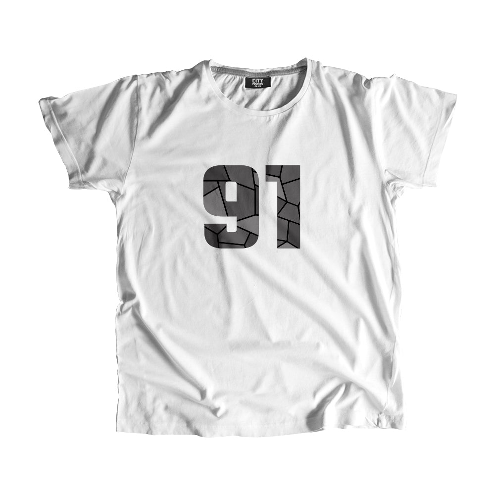 91 Number Men Unisex T-Shirt (White)