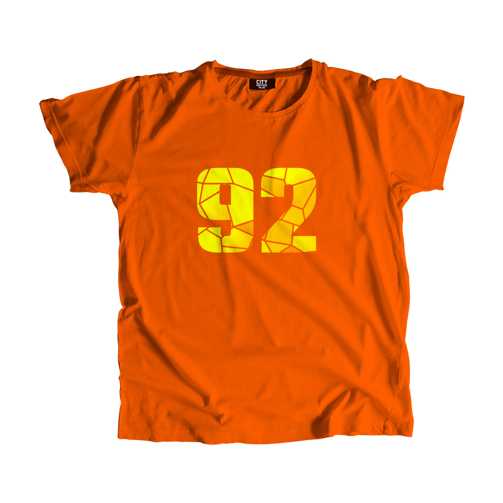 92 Number Men Unisex T-Shirt (Orange)