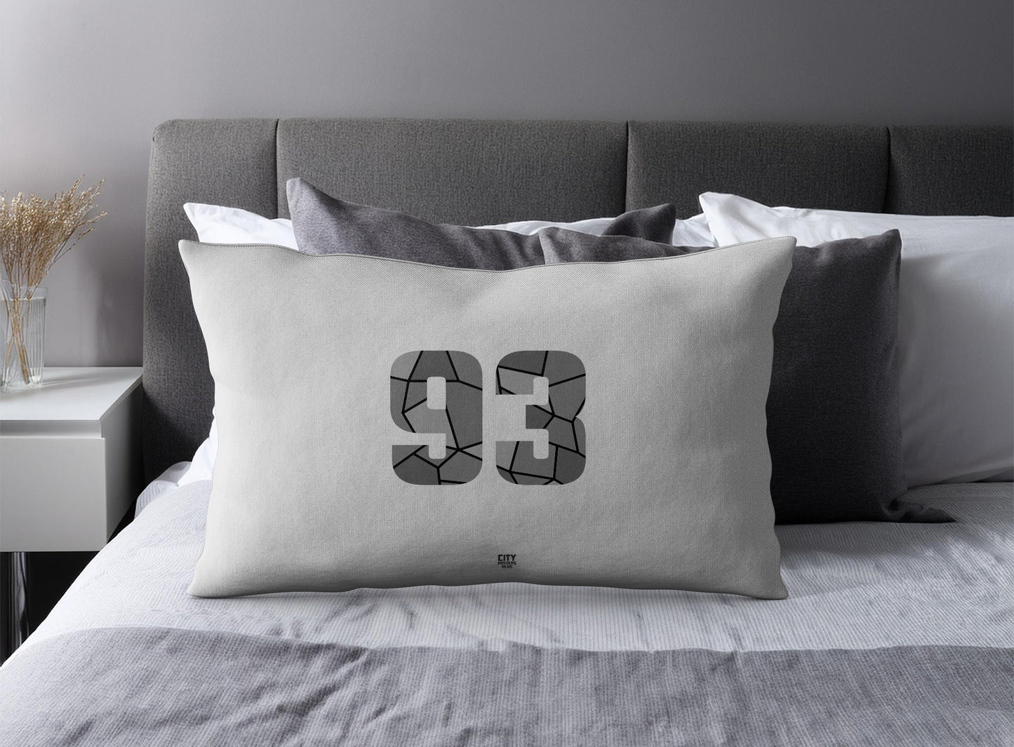 Print Deliver Plus 93 Number Pillow Case and Pillow Throw (Melange Grey)