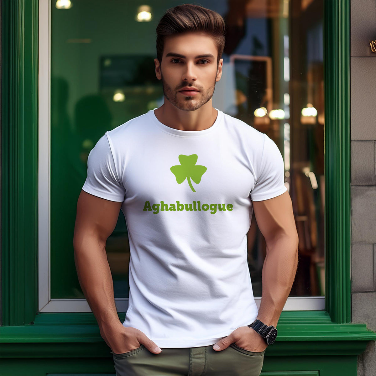 Aghabullogue Shamrock Men Unisex T-Shirt (White)