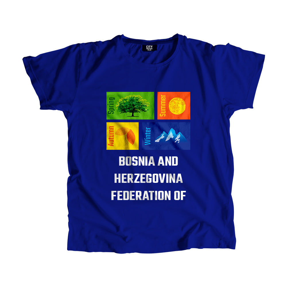 BOSNIA AND HERZEGOVINA FEDERATION OF Seasons Men Unisex T-Shirt (Royal Blue)