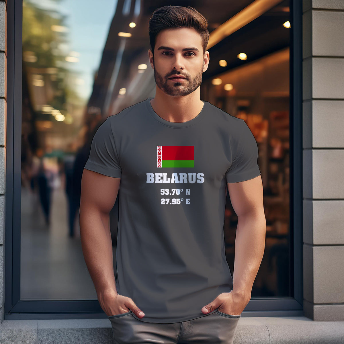 Belarus Latitude Longitude Men Unisex T-Shirt