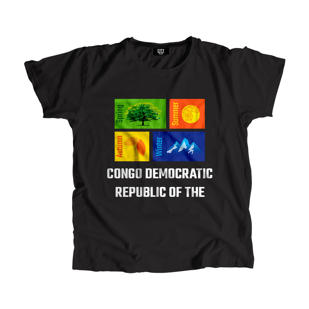 CONGO DEMOCRATIC REPUBLIC OF THE Seasons Men Unisex T-Shirt (Black)