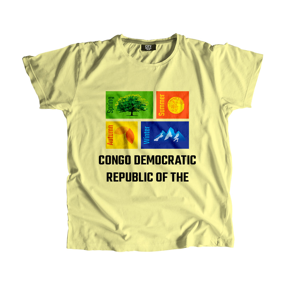 CONGO DEMOCRATIC REPUBLIC OF THE Seasons Men Unisex T-Shirt (Butter Yellow)