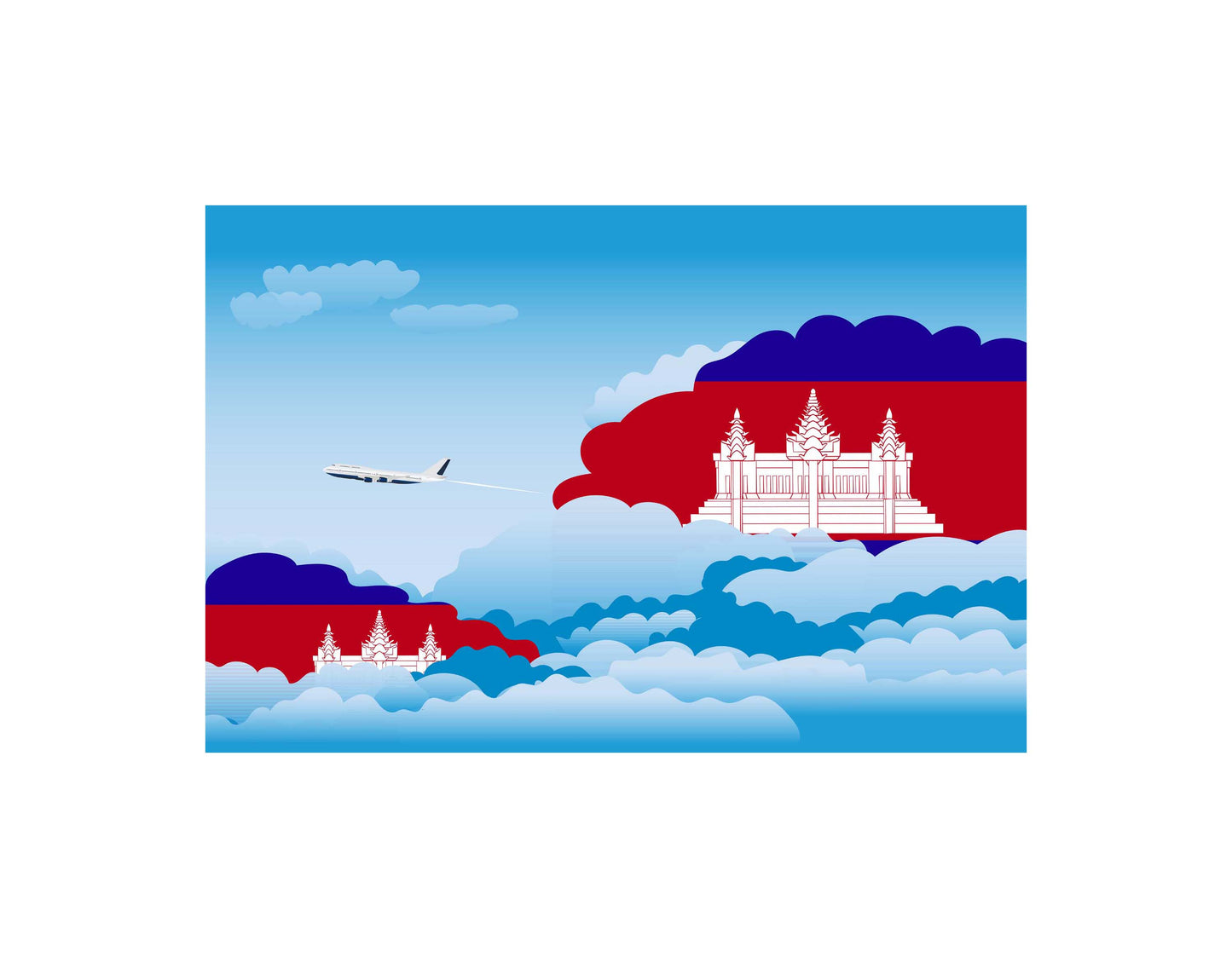 Cambodia Day Clouds Blanket Throw