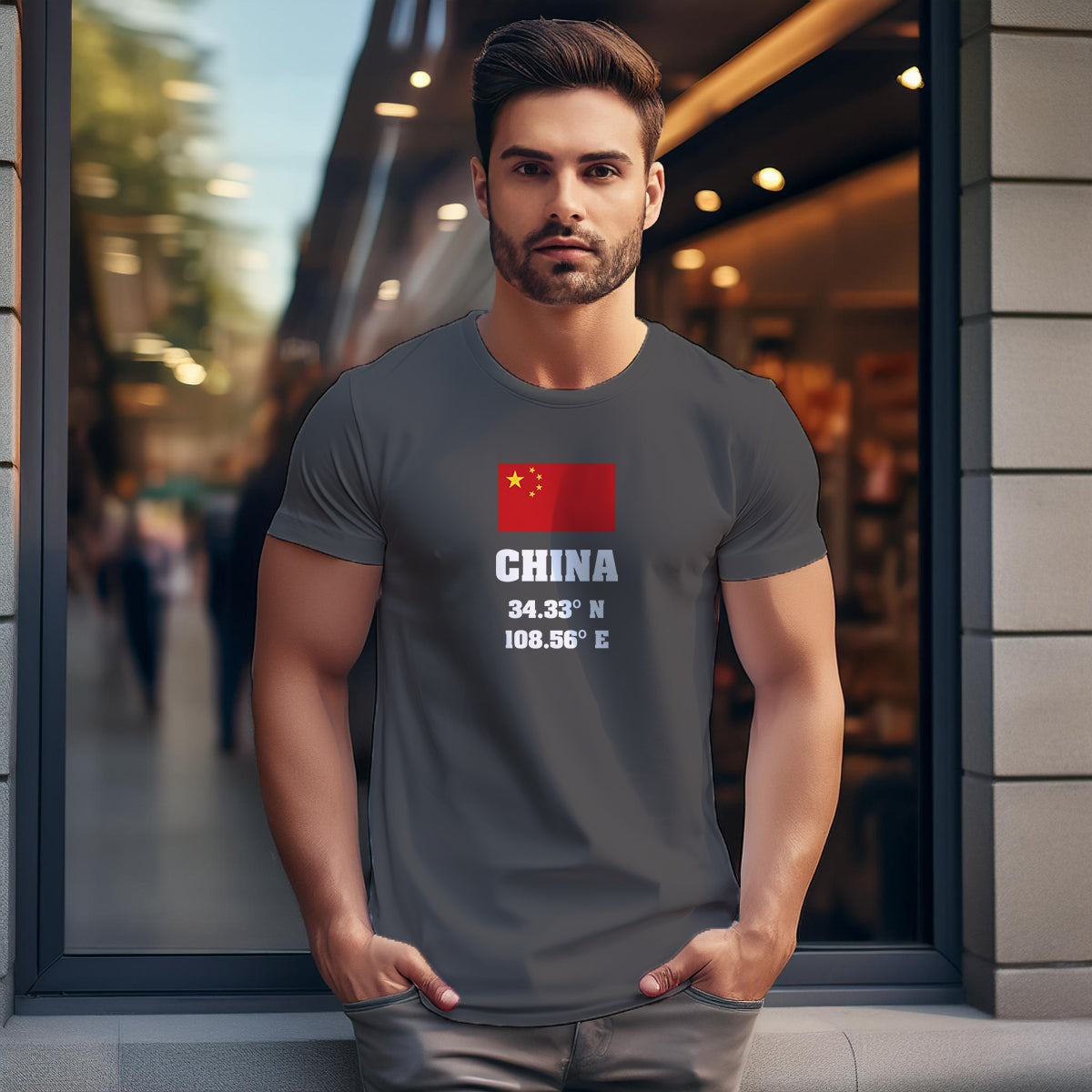 China Latitude Longitude Men Unisex T-Shirt