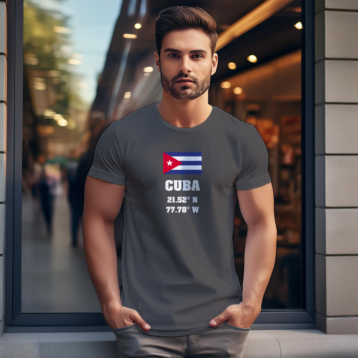 Cuba Latitude Longitude Men Unisex T-Shirt