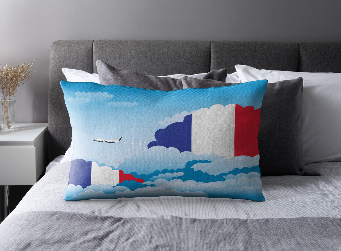 France Day Clouds Pillow Case and Pillow Throw