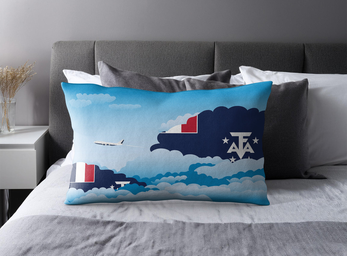 French Southern Case and Antarctic Lands Day Clouds Pillow Case and Pillow Throw