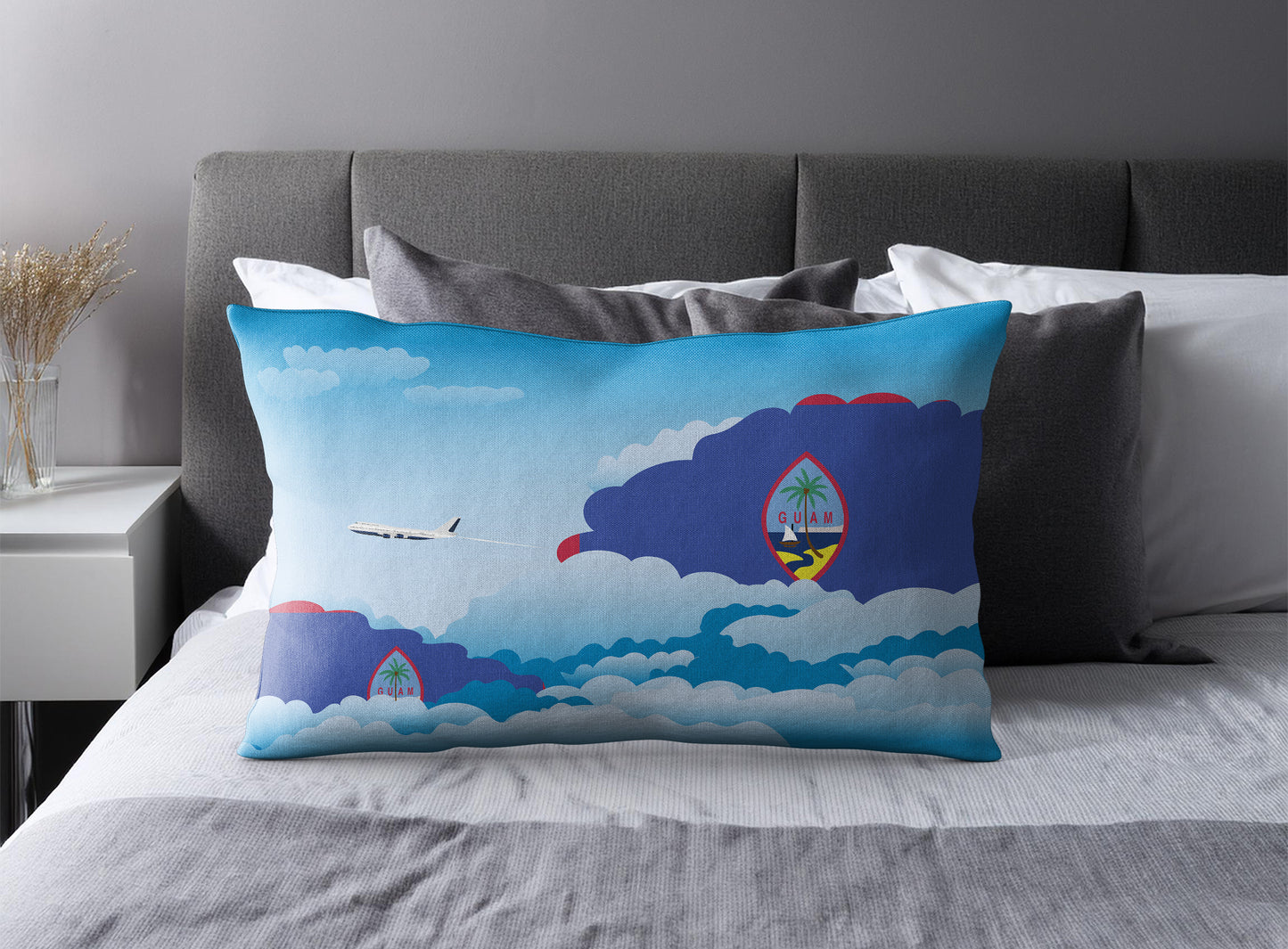 Guam Day Clouds Pillow Case and Pillow Throw