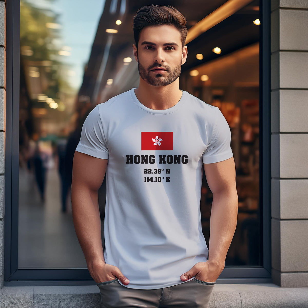 Hong Kong Latitude Longitude Men Unisex T-Shirt