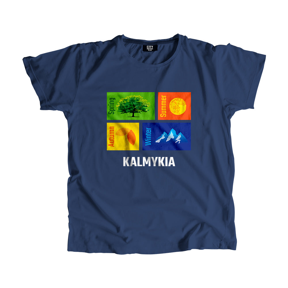 KALMYKIA Seasons Men Unisex T-Shirt (Navy Blue)