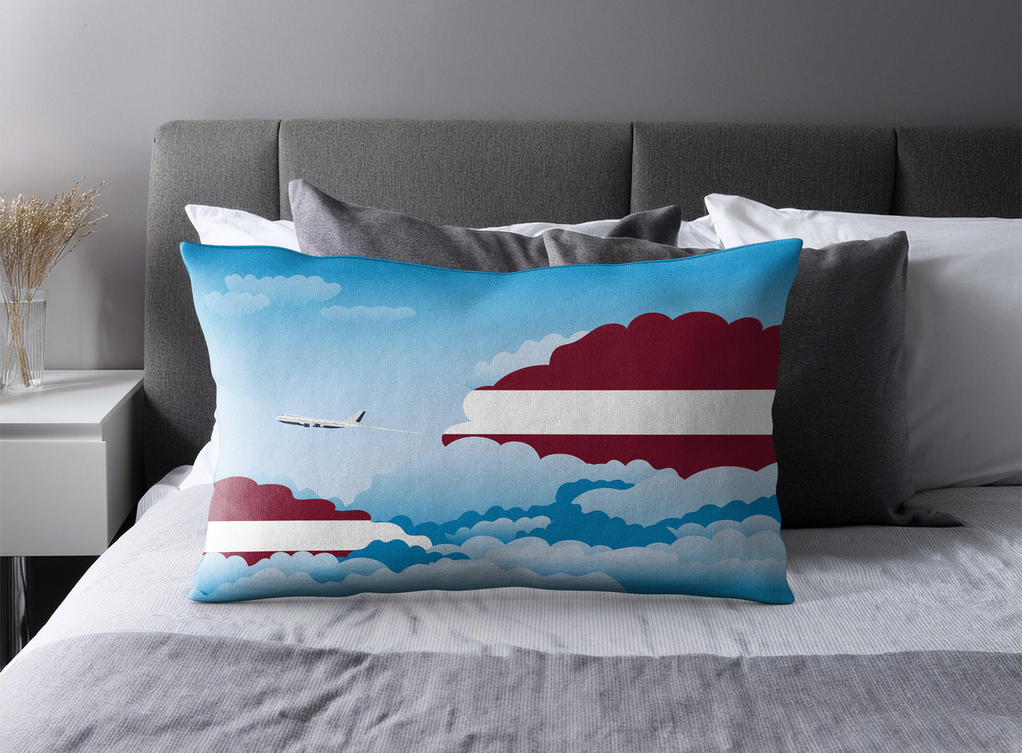 Latvia Day Clouds Pillow Case and Pillow Throw