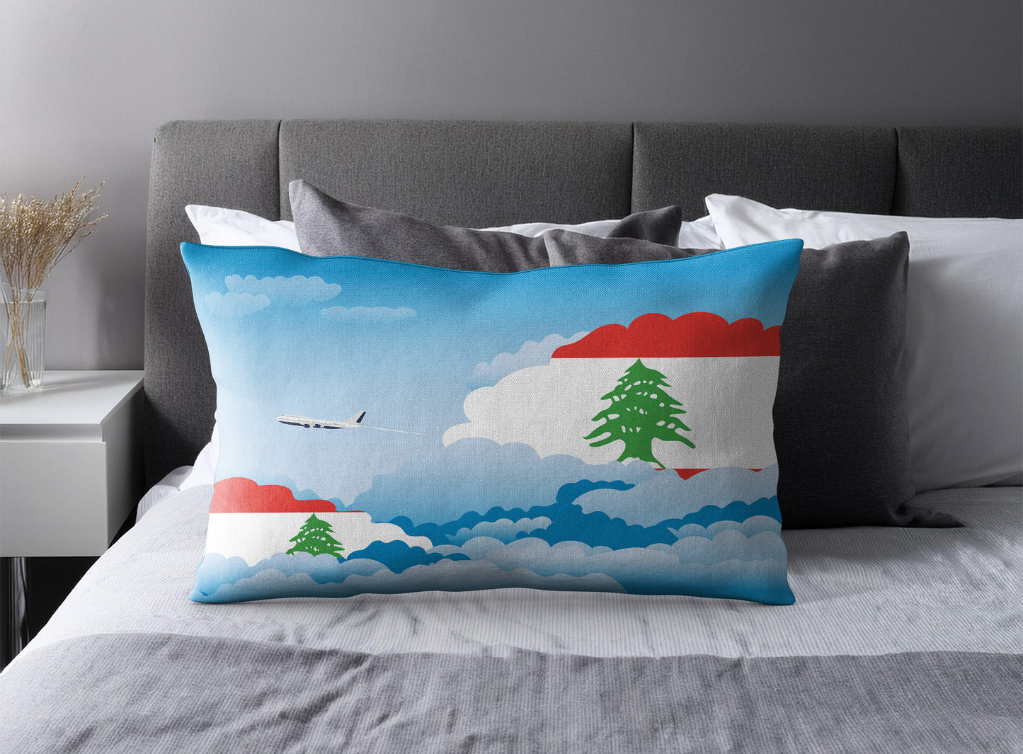 Lebanon Day Clouds Pillow Case and Pillow Throw