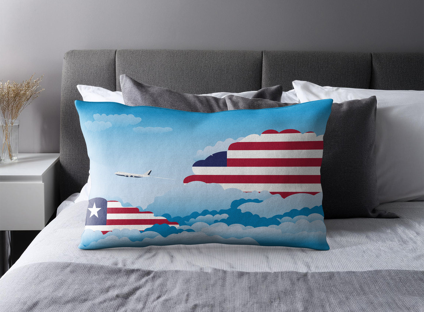 Liberia Day Clouds Pillow Case and Pillow Throw