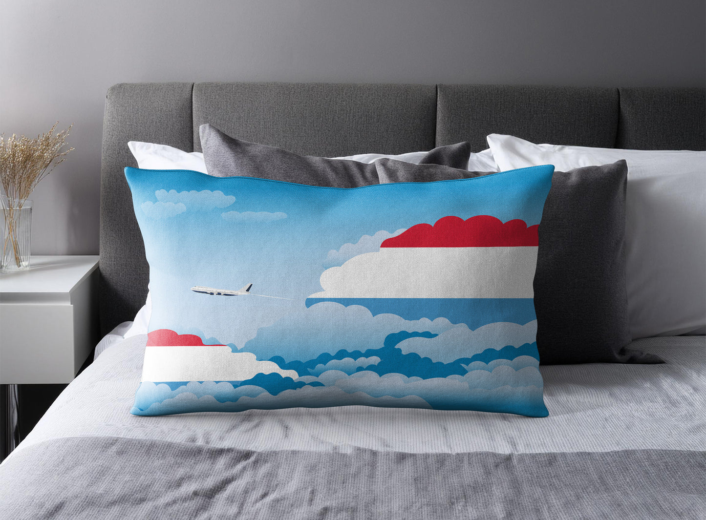Luxembourg Day Clouds Pillow Case and Pillow Throw